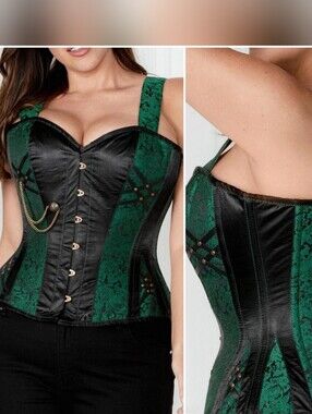 Corset Story Green & Black Brocade Overbust Corset